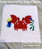 Crab with Christmas stocking applique machine embroidery design