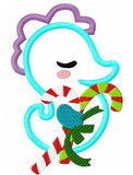 Christmas Seahorse applique machine embroidery design