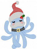 Christmas Octopus Santa Sketch Machine Embroidery Design