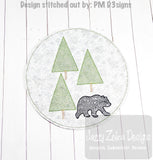 Woodland Bear sketch machine embroidery design