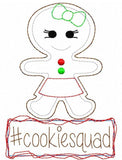 hashtag #Cookiesquad Gingerbread Cookie Shabby Chic Bean Stitch Applique Machine Embroidery Design