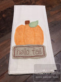 Hello Fall saying pumpkin shabby chic bean stitch applique machine embroidery design