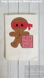 Ninja bread man gingerbread man shabby chic applique machine embroidery design