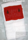 Merry Christmas saying shabby chic raggedy edge bean stitch applique machine embroidery design