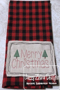 Merry Christmas saying shabby chic raggedy edge bean stitch applique machine embroidery design