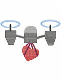 Drone with heart sketch machine embroidery design