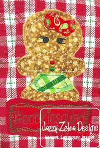 hashtag #Cookiesquad Gingerbread Cookie Shabby Chic Bean Stitch Applique Machine Embroidery Design
