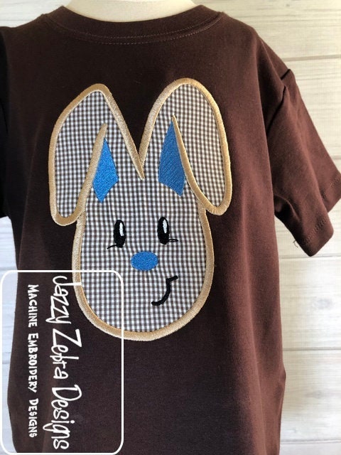 Boy Bunny appliqué machine embroidery design