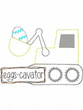 Eggs cavator saying excavator shabby chic bean stitch applique machine embroidery design