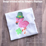 Saint Patricks Day Flamingo sketch machine embroidery design