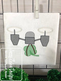Drone with Saint Patrick clover sketch machine embroidery design