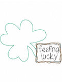 Feeling Lucky saying Clover Shabby Chic bean stitch appliqué machine embroidery design