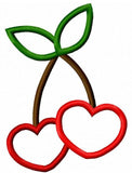 Cherry Hearts appliqué machine embroidery design