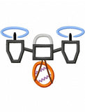 Drone with easter egg appliqué machine embroidery design
