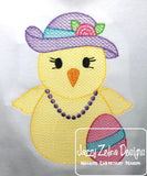 Easter Chick with hat sketch machine embroidery design