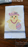 Easter Chick with hat sketch machine embroidery design