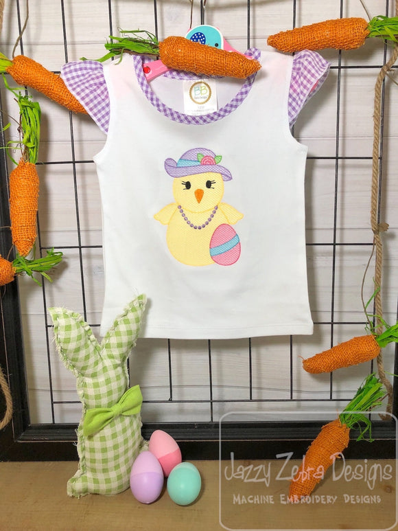 Easter Chick with hat sketch machine embroidery design