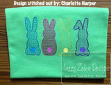 4 bunnies motif filled machine embroidery design