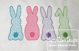 4 bunnies motif filled machine embroidery design