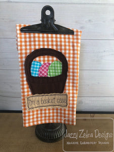 I'm a basket case saying Easter Basket shabby chic bean stitch applique machine embroidery design