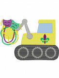 Mardi Gras Excavator sketch machine embroidery design