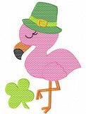 Saint Patricks Day Flamingo sketch machine embroidery design