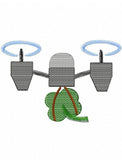 Drone with Saint Patrick clover sketch machine embroidery design