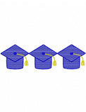 Graduation cap trio sketch machine embroidery design