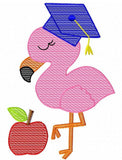 Graduation Flamingo sketch machine embroidery design