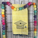 Graduation cap motif machine embroidery design