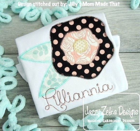 Flower vintage stitch applique machine embroidery design