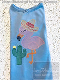 Cinco de Mayo Flamingo with cactus sketch machine embroidery design