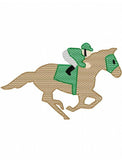 Jockey and horse sketch machine embroidery design