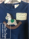 Future Jockey saying rocking horse shabby chic bean stitch appliqué machine embroidery design