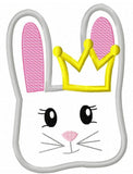 Princess Bunny with crown applique machine embroidery design