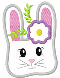 Spring Bunny with flower applique machine embroidery design