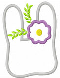 Bunny with flower applique machine embroidery design