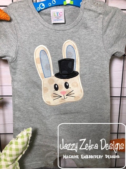 Bunny with Top hat applique machine embroidery design