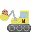 Easter Excavator sketch machine embroidery design