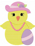 Easter Chick with hat sketch machine embroidery design