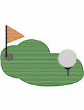 Golf hole sketch machine embroidery design