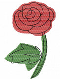 Modern Rose sketch machine embroidery design