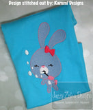 Bunny girl blowing bubbles sketch machine embroidery design