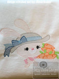 Bunny girl with wheelbarrow of carrots Sketch machine Embroidery Design