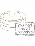 You Had Me At Pancakes shabby chic bean stitch applique machine embroidery design - instant download