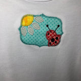 Ladybug and Flower frame vintage stitch appliqué machine embroidery design