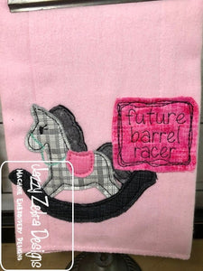 Future barrel racer rocking horse shabby chic bean stitch appliqué machine embroidery design