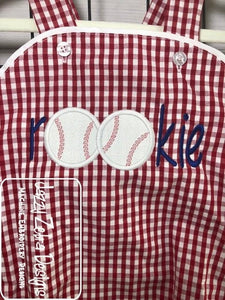 Rookie baseball appliqué machine embroidery design
