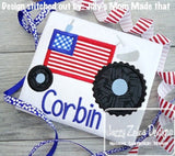 US flag patriotic tractor applique machine embroidery design