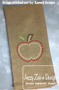 Apple with candlewick stitching machine embroidery design